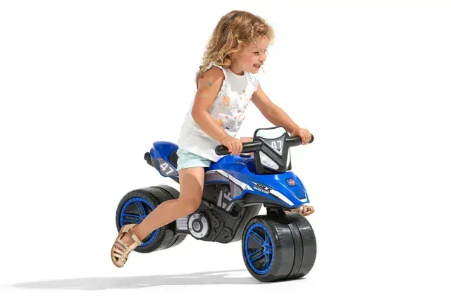 Odrážedlo Racingmoto na širokých kolech, modré