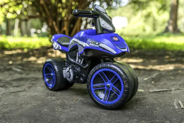 Odrážedlo Racingmoto na širokých kolech, modré