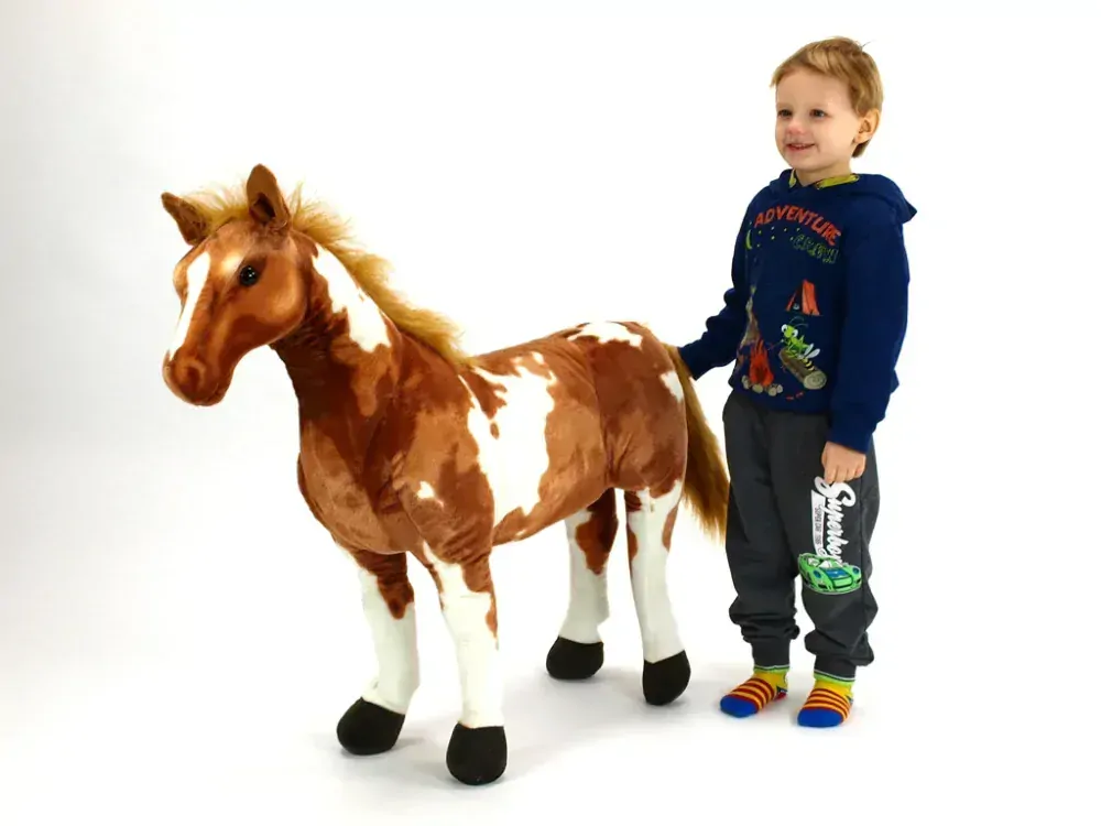 Plyšový kůň American paint, délka 94 cm