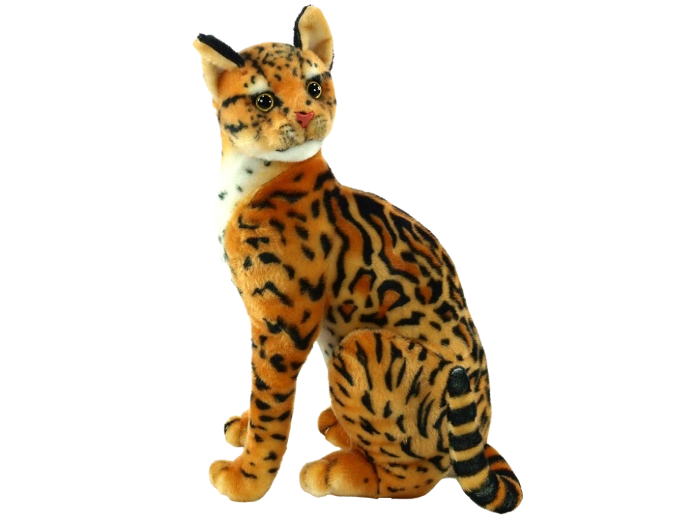 Plyšová sedící kočka Ocelot jako živá, výška 45 cm