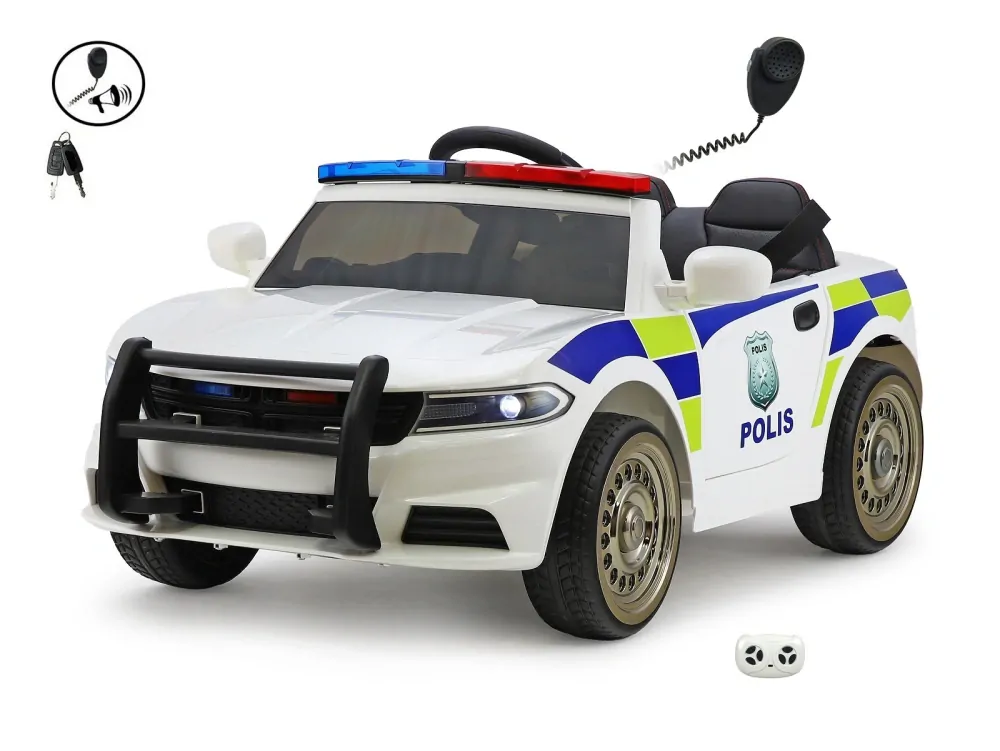 Elektrické policejní auto POLIS s 2,4G, černo-bílé