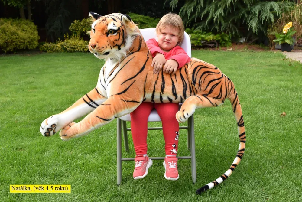 Velký plyšový tygr ležící, délka 170 cm, oranžový