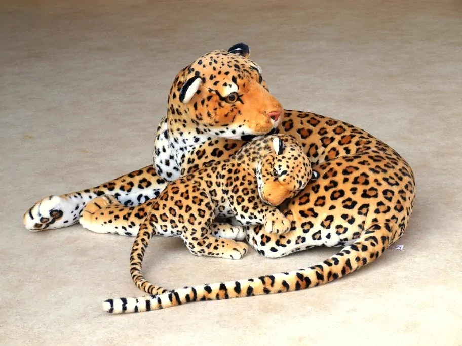 Plyšová leopardice / levhartice s mládětem, 140/65cm