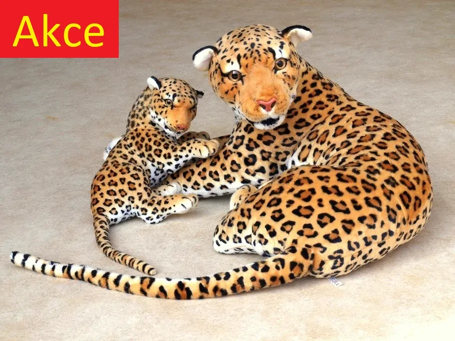 Plyšová leopardice / levhartice s mládětem, 140/65cm