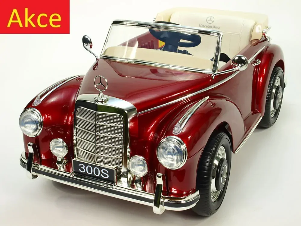 Dětský elektrický Mercedes-Benz 300S oldtimer, DO, vínová metalíza