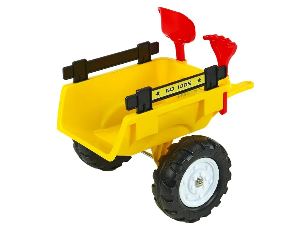 Vlek za traktor Trailer střední 2 kolový, s nářadím, žlutý