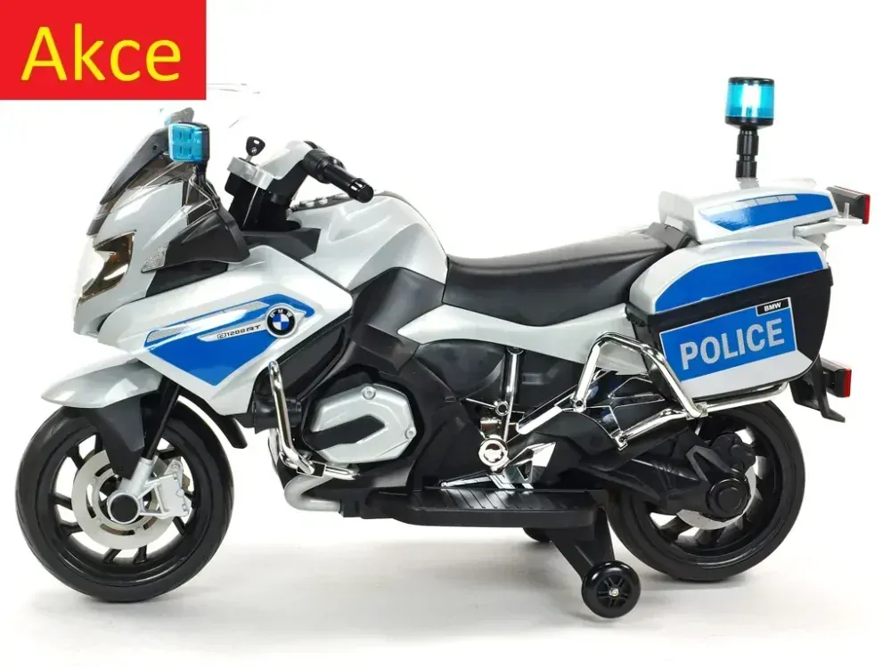 Dětská elektrická motorka BMW R 1200RT policie SRN, stříbrná