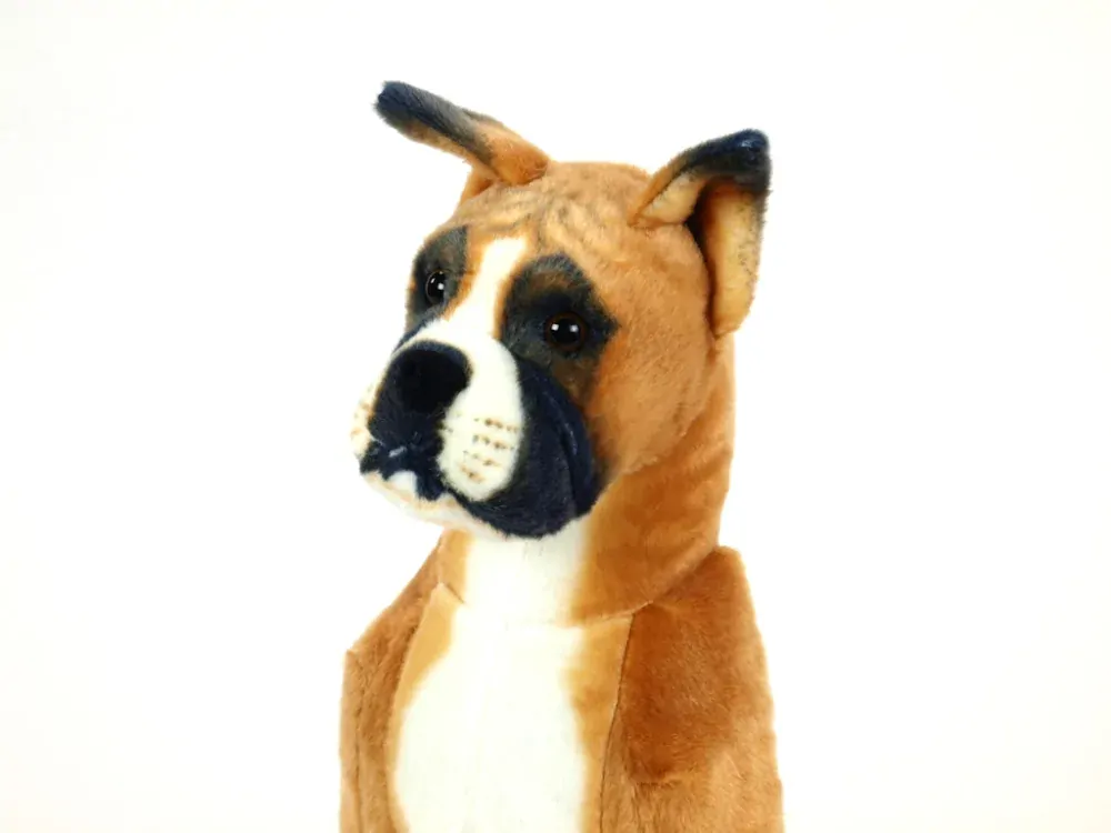 Plyšový sedící pes boxer jako živý, výška 64 cm