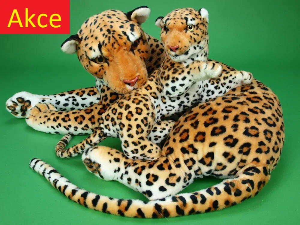 Plyšová leopardice / levhartice s mládětem, 140/65cm
