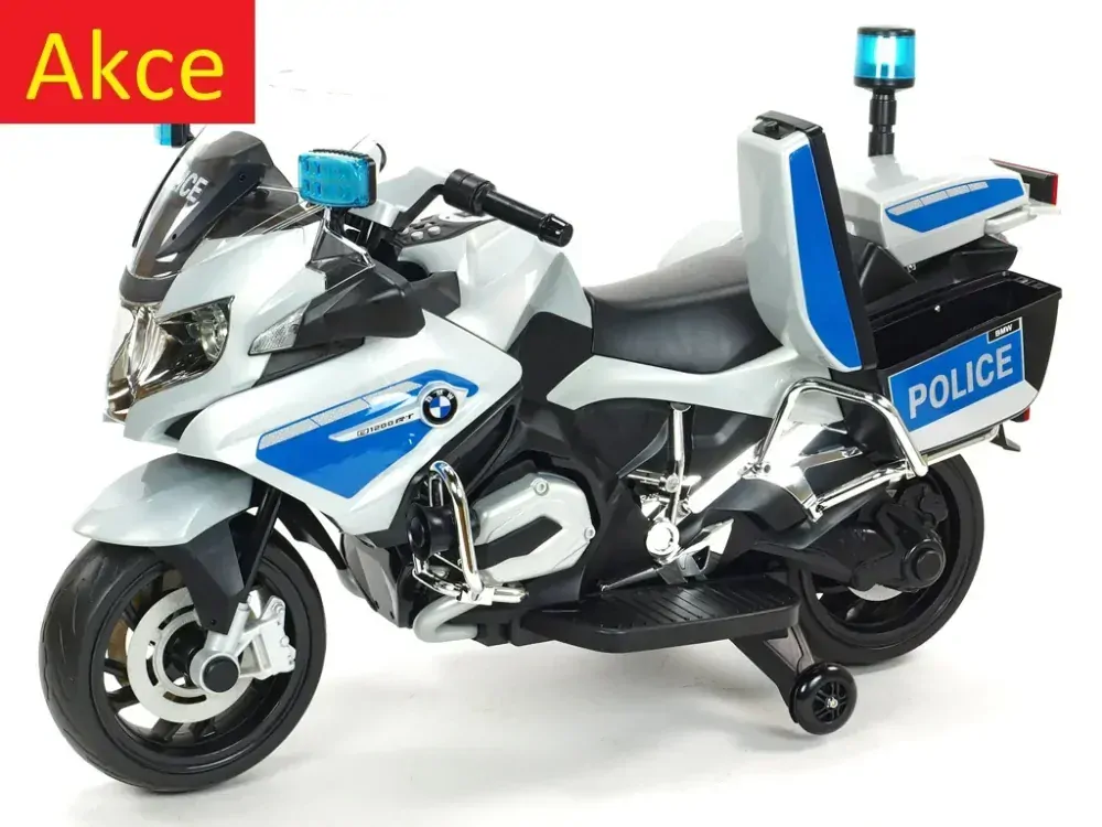 Dětská elektrická motorka BMW R 1200RT policie SRN, stříbrná