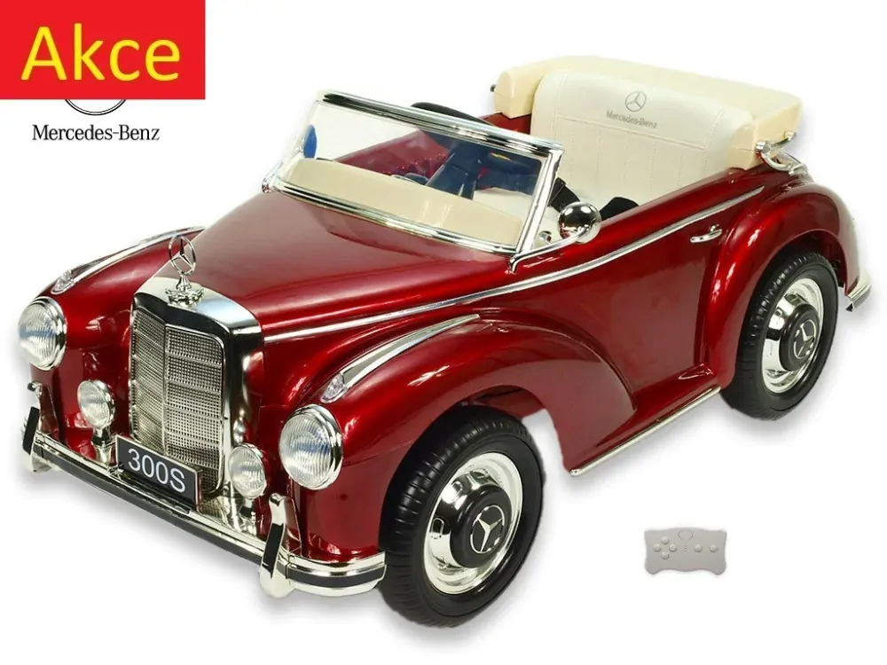 Dětský elektrický Mercedes-Benz 300S oldtimer, DO, vínová metalíza