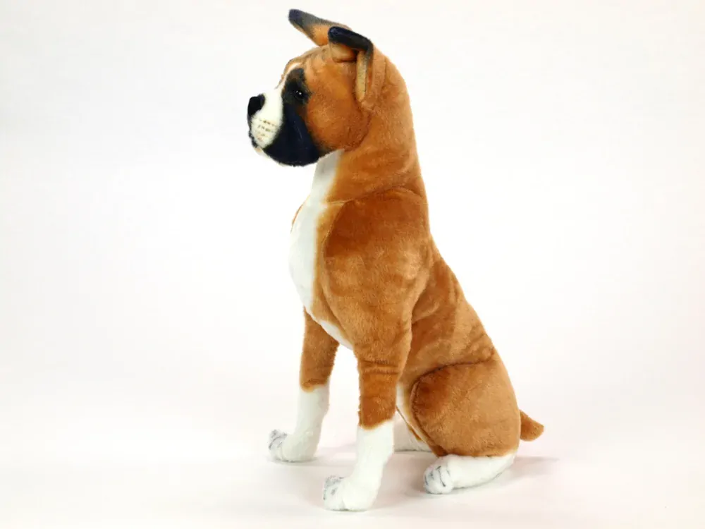 Plyšový sedící pes boxer jako živý, výška 64 cm