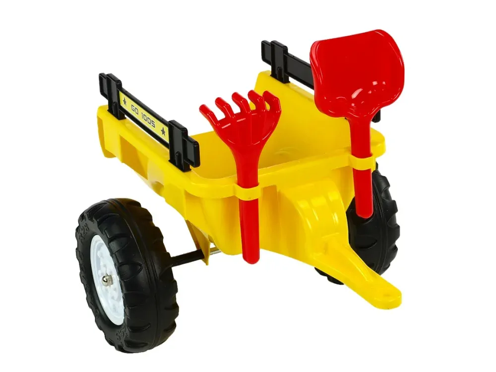 Vlek za traktor Trailer střední 2 kolový, s nářadím, žlutý