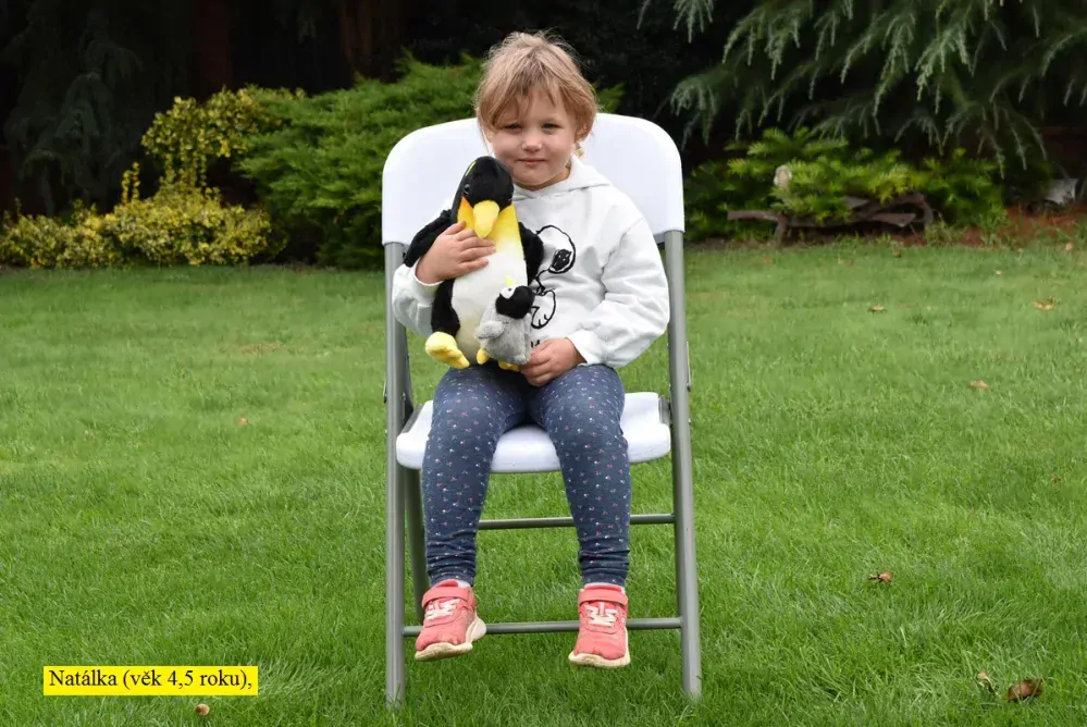 Plyšový roztomilý tučňák maminka s mládětem, výška 30cm