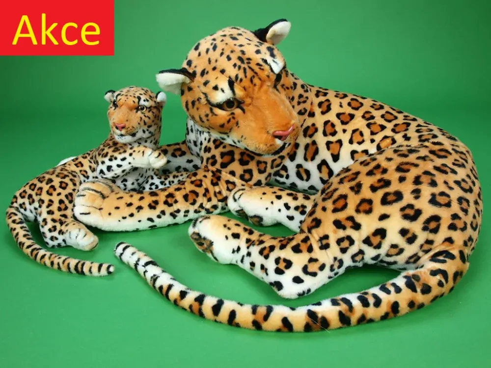 Plyšová leopardice / levhartice s mládětem, 140/65cm