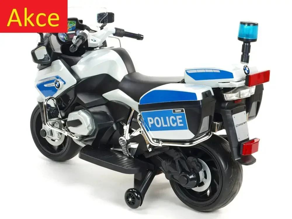 Dětská elektrická motorka BMW R 1200RT policie SRN, stříbrná