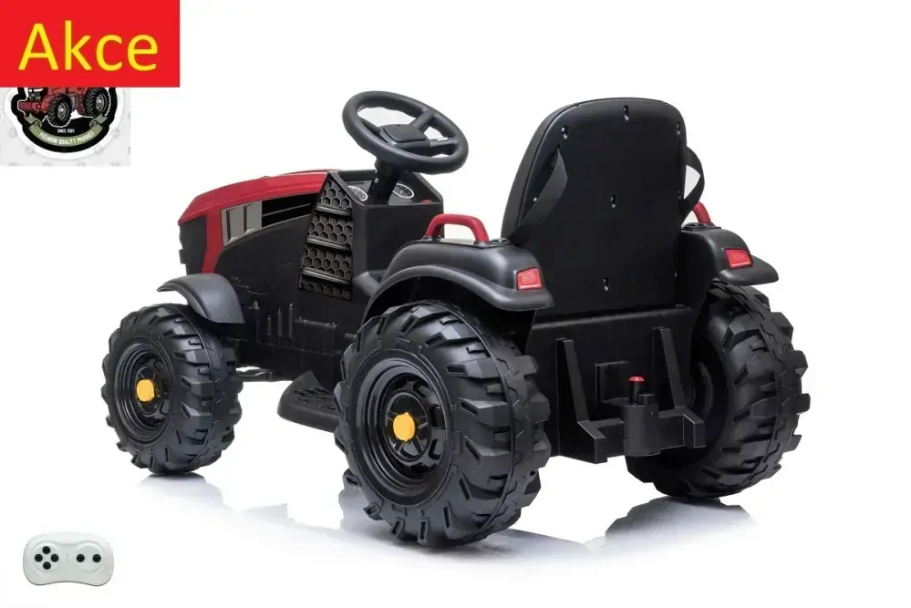 Dětský elektrický farmářský traktor s vlekem a lopatou, DO, červený