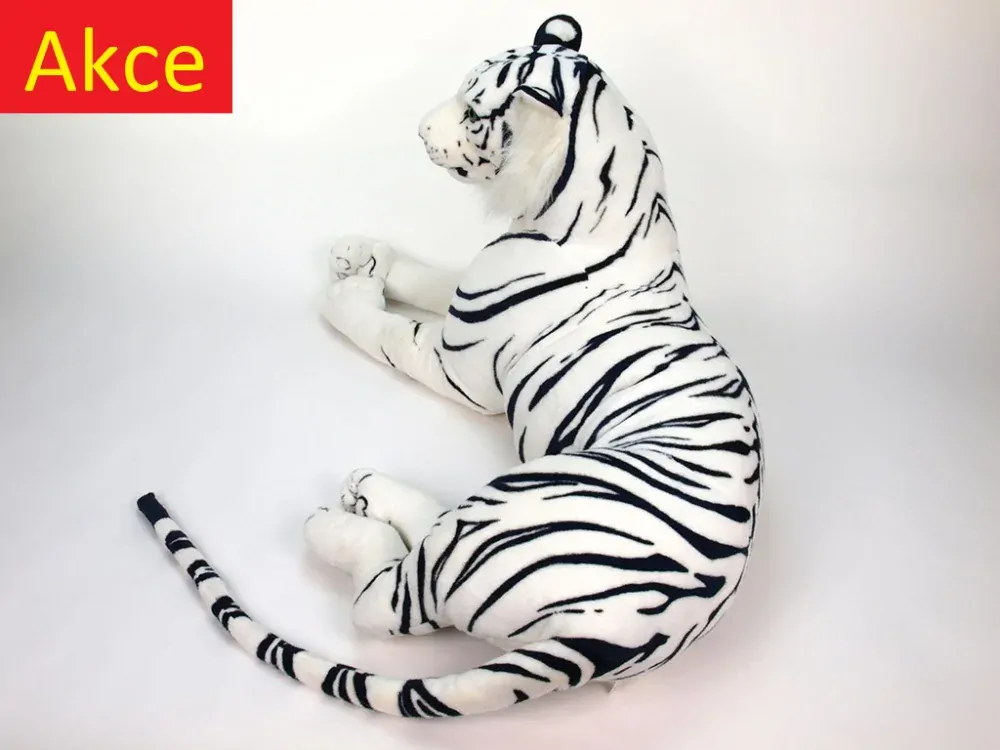 Obrovský plyšový tygr ležící, délka 200cm, bílý