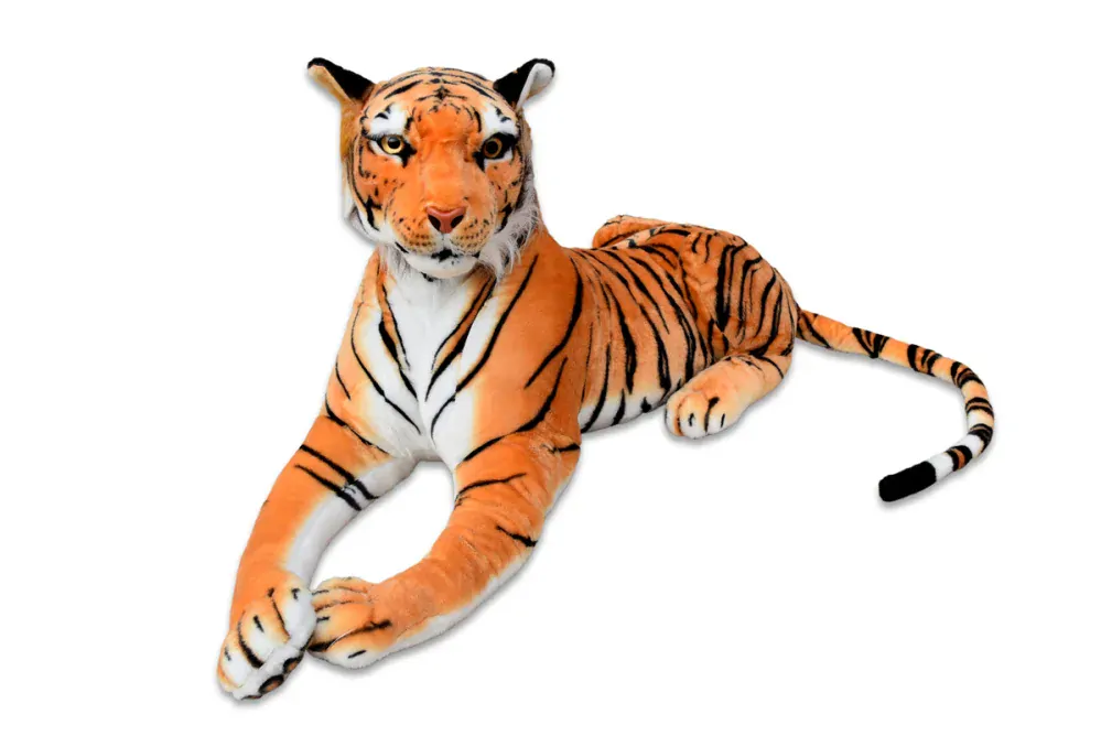 Velký plyšový tygr ležící, délka 170 cm, oranžový