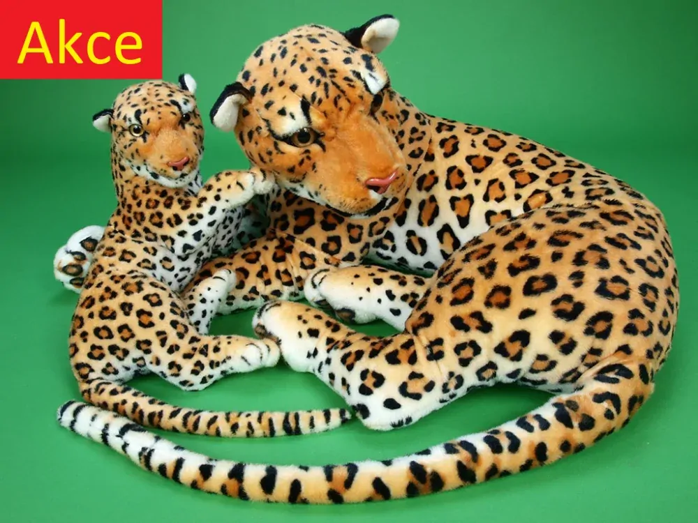 Plyšová leopardice / levhartice s mládětem, 140/65cm