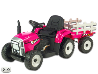 Elektrický rozkošný traktor s vlekem, DO, růžový