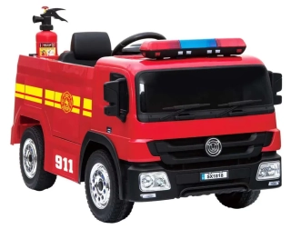 Dětské elektrické hasičské auto, přilbou a hasící výbavou, DO
