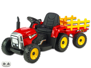 Elektrický Rozkošný traktor s vlekem, DO, červený
