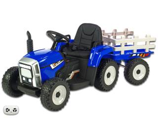 Elektrický Rozkošný traktor s vlekem, DO, modrý